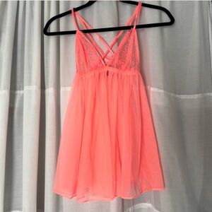 Victoria's Secret Pink/Salmon Lace Babydoll Dress Lingerie